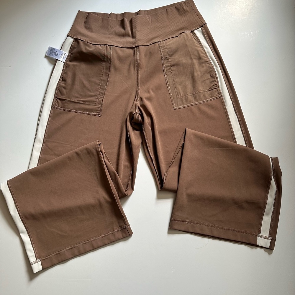 Athleta Brown and White Joggers with Sporty Stripes Size L - Picture 10 of 15